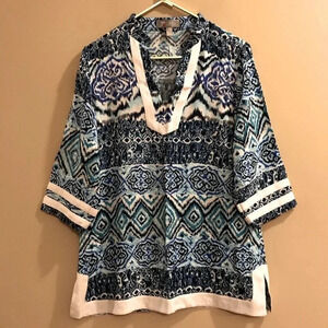 Tina Stephens Tunic Blouse Beach Swim Cover Up